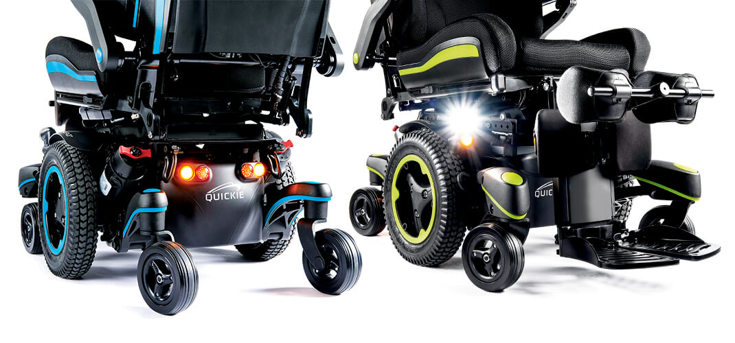 LED-verlichting op een elektrische rolstoel.