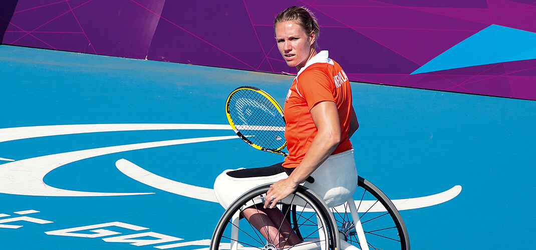 Esther Vergeer tijdens de Paralympische Spelen in London 2012.