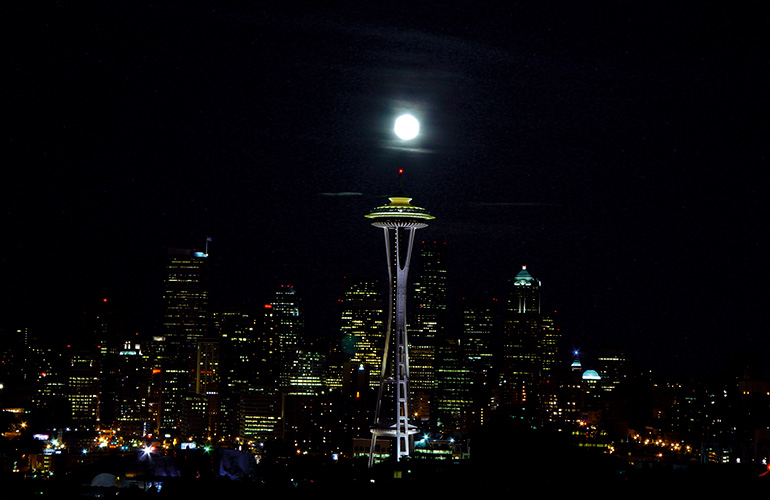 De Space Needle toren in Seattle.