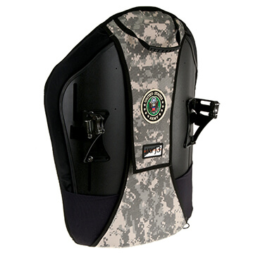 Hoes JAY J3 rugleuning met camouflage motief.