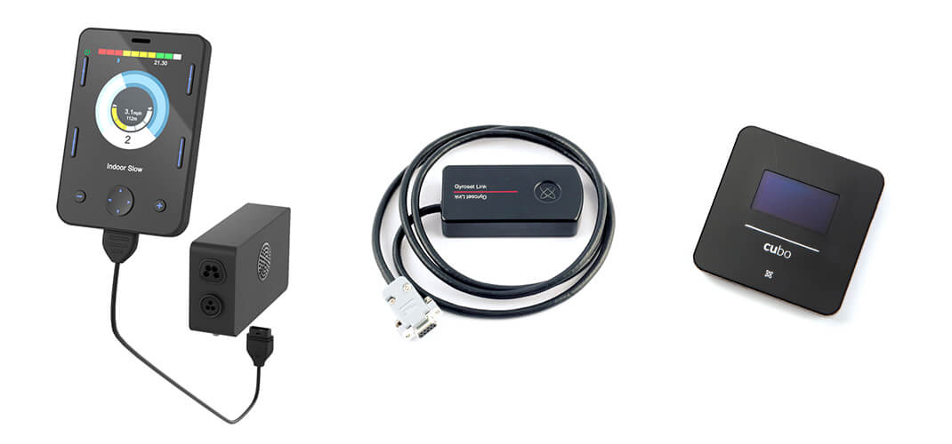 Vigo hoofdbesturing via Omni2-module met display naar Link-module naar Cubo-module.